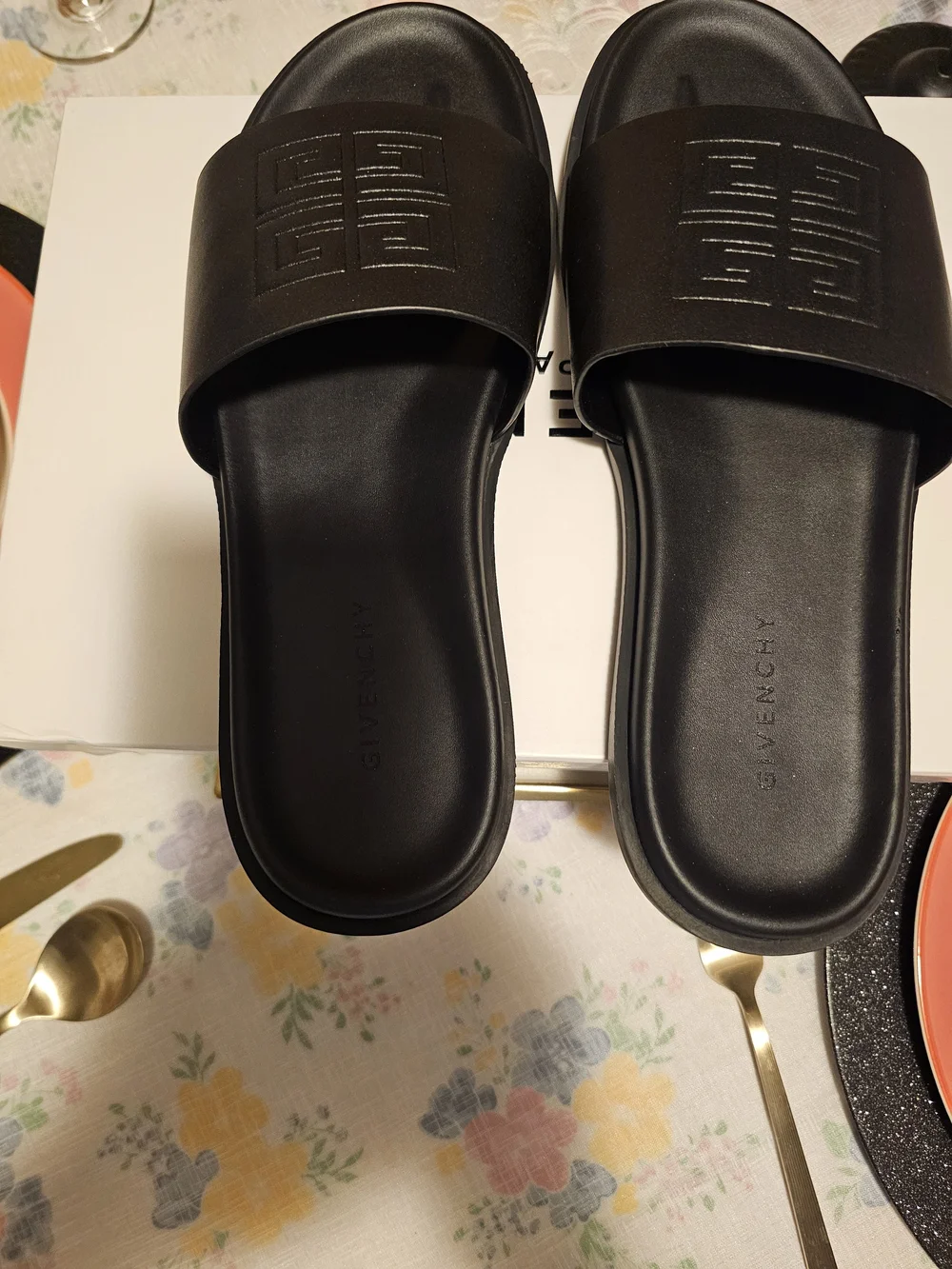 Givenchy Men Black Logo Rubber Slide Sandals